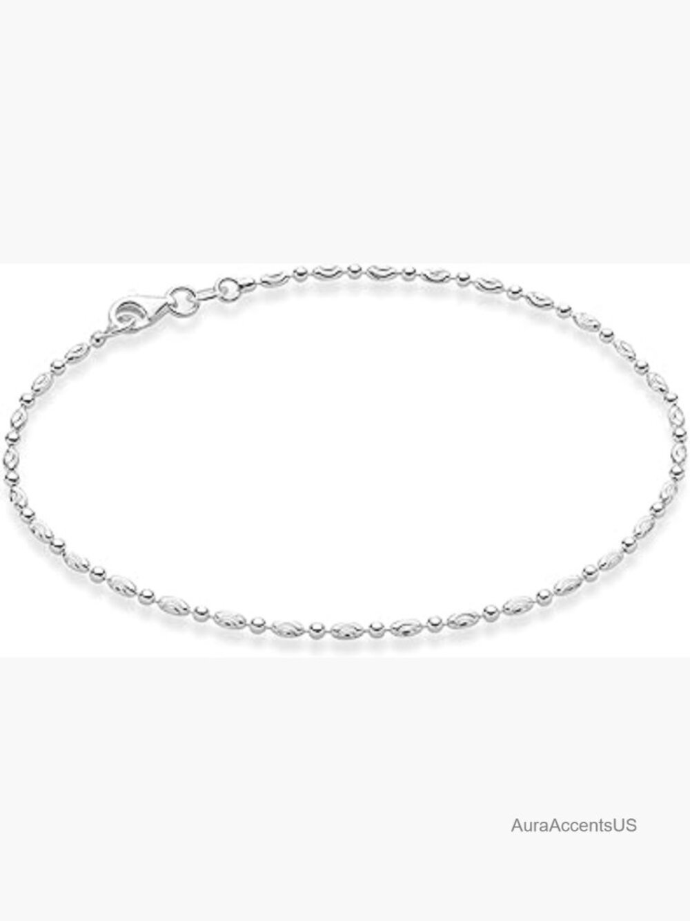 Sterling Silver Bead Ball Chain Anklet Ankle Bracelet Italy